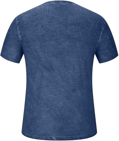 Mens Distressed Henley Shirts Fashion Retro Short Sleeve Cotton Tee Shirts Casual Button Down Washed T-Shirts in Kuwait