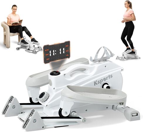 Ksports Mini Elliptical مع مقابض ومقعد اختياريين، 3 مستويات انحدار يدوي، مقاومة مغناطيسية هادئة قابلة للتعديل، وشاشة LED - تصميم صديق للمفاصل ومتعدد الاستخدامات in Kuwait