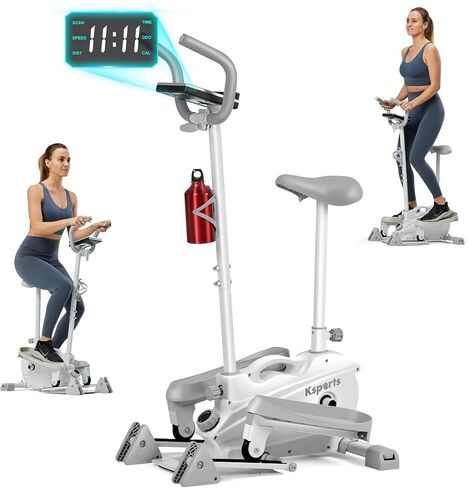 Ksports Mini Elliptical مع مقابض ومقعد اختياريين، 3 مستويات انحدار يدوي، مقاومة مغناطيسية هادئة قابلة للتعديل، وشاشة LED - تصميم صديق للمفاصل ومتعدد الاستخدامات in Kuwait