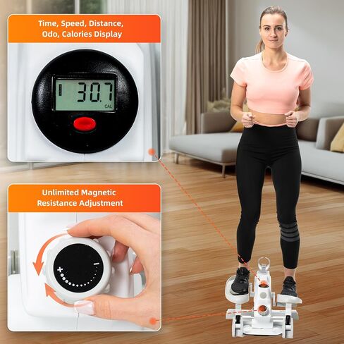 Ksports Mini Elliptical مع مقابض ومقعد اختياريين، 3 مستويات انحدار يدوي، مقاومة مغناطيسية هادئة قابلة للتعديل، وشاشة LED - تصميم صديق للمفاصل ومتعدد الاستخدامات in Kuwait