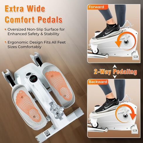 Ksports Mini Elliptical مع مقابض ومقعد اختياريين، 3 مستويات انحدار يدوي، مقاومة مغناطيسية هادئة قابلة للتعديل، وشاشة LED - تصميم صديق للمفاصل ومتعدد الاستخدامات in Kuwait