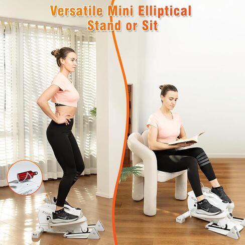 Ksports Mini Elliptical مع مقابض ومقعد اختياريين، 3 مستويات انحدار يدوي، مقاومة مغناطيسية هادئة قابلة للتعديل، وشاشة LED - تصميم صديق للمفاصل ومتعدد الاستخدامات in Kuwait