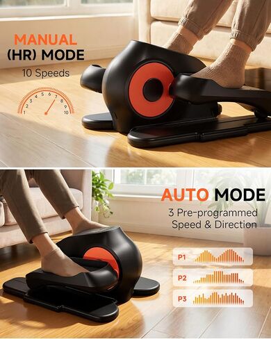 GORISE آلة تمرين بيضاوية الشكل تحت المكتب، معدات تمرين الساق كما تظهر على شاشة التلفزيون لكبار السن والنساء، جهاز تمرين دواسة الجلوس مع جهاز تحكم عن بعد و10 سرعات قابلة للتعديل للمنزل، 002 أساسي in Kuwait