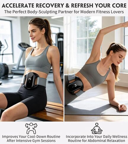 أداة تدليك كهربائية يمكن ارتداؤها من Fascia Ring للتبريد بعد التمرين، مدلك حلقة يوجا بدون استخدام اليدين للرياضيين والعاملين في المكاتب لتهدئة عضلات الظهر واسترخاء عضلات البطن (أسود) in Kuwait