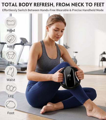 أداة تدليك كهربائية يمكن ارتداؤها من Fascia Ring للتبريد بعد التمرين، مدلك حلقة يوجا بدون استخدام اليدين للرياضيين والعاملين في المكاتب لتهدئة عضلات الظهر واسترخاء عضلات البطن (أسود) in Kuwait