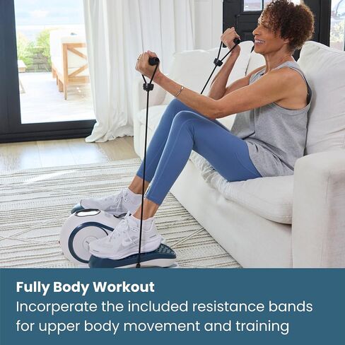 دراجة تمرينات Nobol PhysioGo2® تحت المكتب بيضاوية الشكل ثنائية الاتجاه للبالغين النشطين وكبار السن مع وضع آلي ومرفق حزام تمرين الذراع وشاشة LED مترية in Kuwait