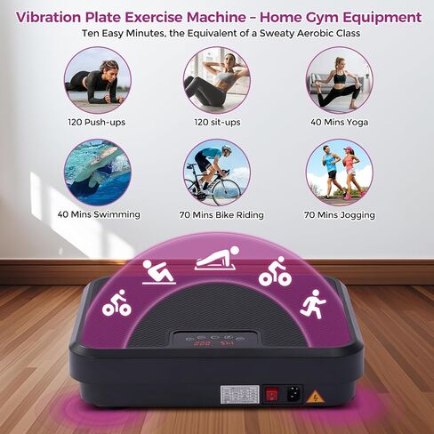 Vibration Plate Exercise Machine, 400LBS Vibrating Plate for Lymphatic Drainage with 999 Speeds, Vibration Plate Machine with Resistance Bands, Mini Lymphatic Drainage Massager for Home Exercising in Kuwait