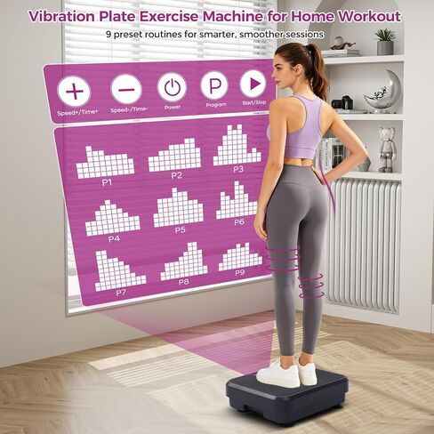 Vibration Plate Exercise Machine, 400LBS Vibrating Plate for Lymphatic Drainage with 999 Speeds, Vibration Plate Machine with Resistance Bands, Mini Lymphatic Drainage Massager for Home Exercising in Kuwait