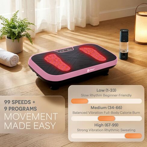 لوحة الاهتزاز Lifepro VibraRed مع العلاج بالضوء الأحمر - 50 مصباح LED للضوء الأحمر، 99 سرعة ونطاق مقاومة منصة اهتزازية - لوحة اهتزاز متأرجحة للتصريف اللمفاوي in Kuwait