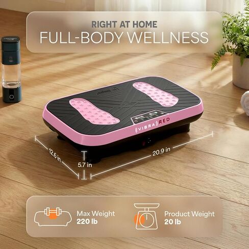 لوحة الاهتزاز Lifepro VibraRed مع العلاج بالضوء الأحمر - 50 مصباح LED للضوء الأحمر، 99 سرعة ونطاق مقاومة منصة اهتزازية - لوحة اهتزاز متأرجحة للتصريف اللمفاوي in Kuwait