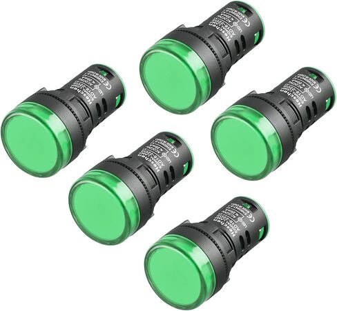 Heschen 22 مم مؤشر LED ضوء الطيار AD16-22D/S 24VDC 20mA لون الضوء الأخضر 5 عبوات in Kuwait