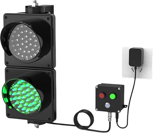 2 مصباح إشارة مرور LED باللون الأحمر/الأخضر، إشارة مرور للأماكن الداخلية والخارجية، مصباح إشارة صناعي للجدار مع زر التحكم، التوصيل والتشغيل in Kuwait