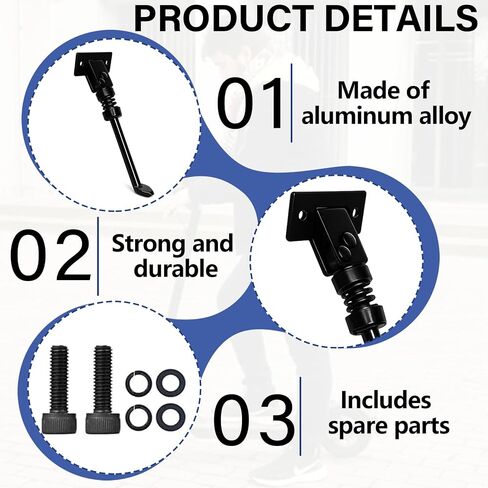 Scooter Kickstand, Durable Aluminium Electric Scooter Kickstand Replacement, Parking Stand Support with Mounting Screws and Washers, 150mm Length, Compatible with Gotrax GXL V2 Only in Kuwait