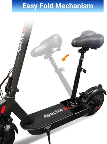 KALLAK Electric Scooter Seat Suitable Only for Curved Edge Deck from 5" - 7" Width, Shockproof, Foldable, Adjustable Height Comfortable Seat, Adult Padded Saddle, Electric Scooter Accessory in Kuwait