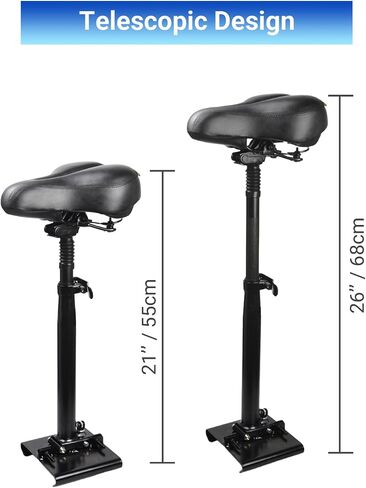 KALLAK Electric Scooter Seat Suitable Only for Curved Edge Deck from 5" - 7" Width, Shockproof, Foldable, Adjustable Height Comfortable Seat, Adult Padded Saddle, Electric Scooter Accessory in Kuwait