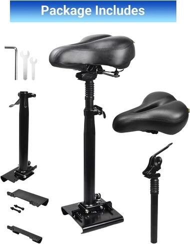 KALLAK Electric Scooter Seat Suitable Only for Curved Edge Deck from 5" - 7" Width, Shockproof, Foldable, Adjustable Height Comfortable Seat, Adult Padded Saddle, Electric Scooter Accessory in Kuwait