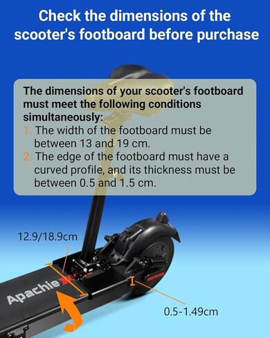 KALLAK Electric Scooter Seat Suitable Only for Curved Edge Deck from 5" - 7" Width, Shockproof, Foldable, Adjustable Height Comfortable Seat, Adult Padded Saddle, Electric Scooter Accessory in Kuwait
