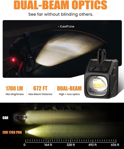 مصباح دراجة Magicshine EVO 1700 PRO، مصباح أمامي أمامي 1700 لومن مع حامل مغناطيسي MagicLock وجهاز تحكم عن بعد، قابل لإعادة الشحن عبر USB-C، وقت تشغيل 14 ساعة، مقاوم للماء IPX6، شعاع منخفض/عالي لركاب الطريق MTB in Kuwait