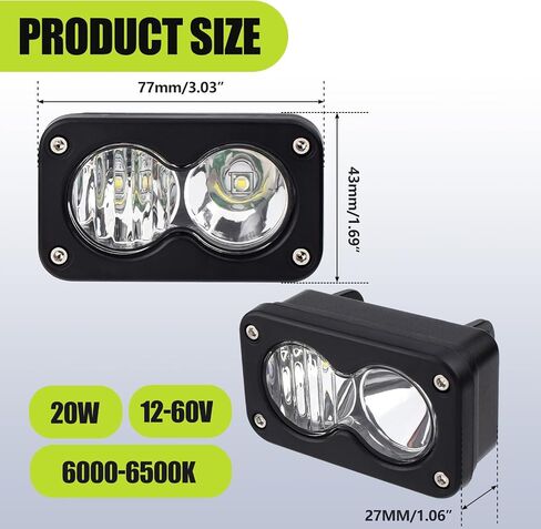 مجموعة مصابيح أمامية عالمية ذات 3 دبابيس لدراجة Ridstar Q20 Ebike، 20W 6000-6500K إضاءة LED فائقة السطوع، متوافقة مع الدراجات الكهربائية والدراجات النارية ATV، التوصيل والتشغيل 12V-60V مقاومة للماء باللون الأبيض in Kuwait