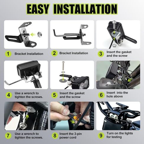 مجموعة مصابيح أمامية عالمية ذات 3 دبابيس لدراجة Ridstar Q20 Ebike، 20W 6000-6500K إضاءة LED فائقة السطوع، متوافقة مع الدراجات الكهربائية والدراجات النارية ATV، التوصيل والتشغيل 12V-60V مقاومة للماء باللون الأبيض in Kuwait