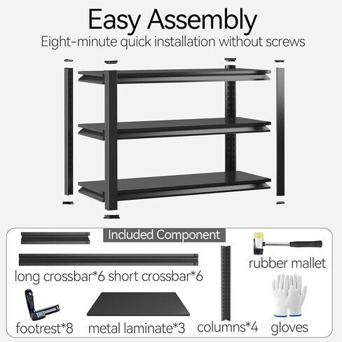 32"H x32"W Bakers Rack, 3-Tier Adjustable Kitchen Storage Rack, Highly Stable Metal Microwave Stand with Storage, 400lbs Per Tier Corner Display Shelf, Suitable for Kitchen Pantry Dinning Room, Black in Kuwait