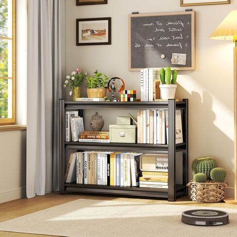 32"H x32"W Bakers Rack, 3-Tier Adjustable Kitchen Storage Rack, Highly Stable Metal Microwave Stand with Storage, 400lbs Per Tier Corner Display Shelf, Suitable for Kitchen Pantry Dinning Room, Black in Kuwait