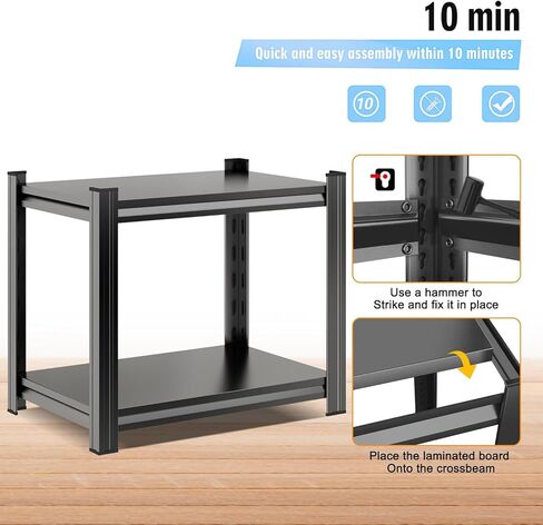 32"H x32"W Bakers Rack, 3-Tier Adjustable Kitchen Storage Rack, Highly Stable Metal Microwave Stand with Storage, 400lbs Per Tier Corner Display Shelf, Suitable for Kitchen Pantry Dinning Room, Black in Kuwait