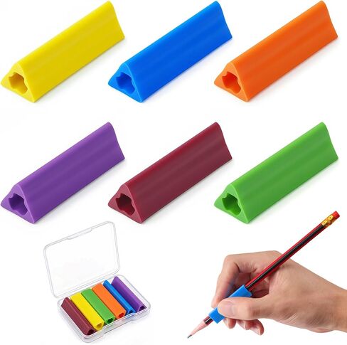 6 PCS مثلث القلم الرصاص قبضة قلم رصاص ، قبضة قلم رصاص للأطفال خط اليد ، قبضة قلم رصاص للبالغين ، ألوان زاهية متنوعة ، طولها 1.73 بوصة in Kuwait