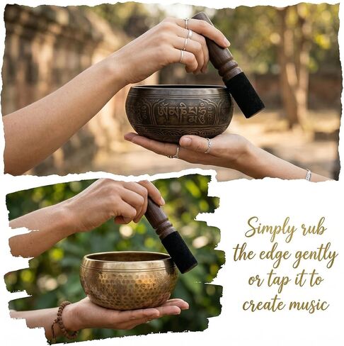 Tibetan Singing Bowl Mallet, Leather Wrapped, Wood Meditation Mallet Sound Bowl Stick for Meditation Yoga Relaxation Gifts in Kuwait