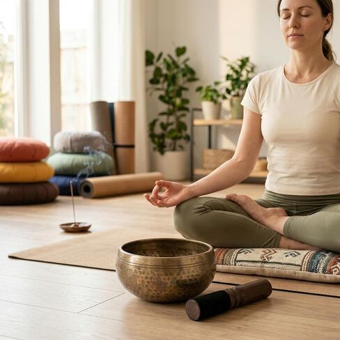 Tibetan Singing Bowl Mallet, Leather Wrapped, Wood Meditation Mallet Sound Bowl Stick for Meditation Yoga Relaxation Gifts in Kuwait