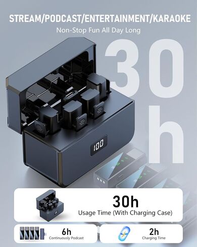 نظام ميكروفون S68 4 لاسلكي لأجهزة iPhone Android وكمبيوتر الهاتف، ميكروفون صغير مع USB C/Lightning، 48 كيلو هرتز 24 بت، بطارية 30 ساعة، تردد، إلغاء الضوضاء لتسجيل الفيديو in Kuwait