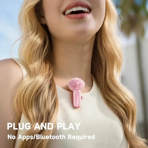 ميكروفون Tongyu J3 Lavalier ميكروفون لاسلكي صغير لهاتف iPhone Android/الكمبيوتر اللوحي/الكمبيوتر الشخصي لتسجيل الفيديو مع خاصية إلغاء الضوضاء DSP، مثالي لمنشئ محتوى Vlog Tiktok YouTube - وردي in Kuwait