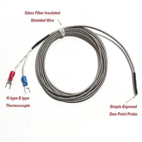 K/E Exposed Thermocouple Simple Dew Point Probe Temperature Sensor Glass Fiber Insulated Shielded Wire 1M-5M 0-500℃ 1Pcs(E Type 4M) in Saudi Arabia