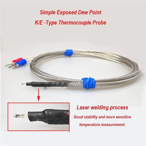 K/E Exposed Thermocouple Simple Dew Point Probe Temperature Sensor Glass Fiber Insulated Shielded Wire 1M-5M 0-500℃ 1Pcs(E Type 4M) in Saudi Arabia