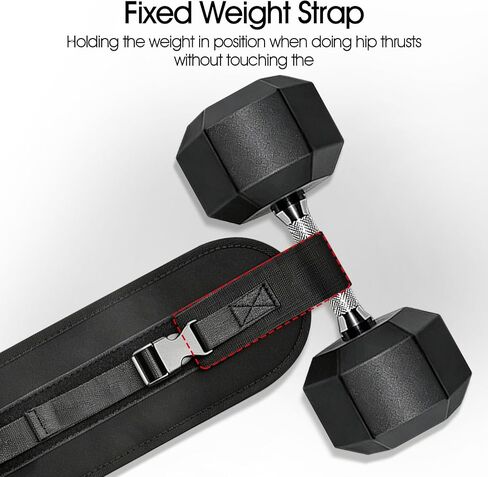 Hip Thrust Belt for Dumbbells & Weights, Non-slip Booty Belt with Padding for Enhanced Comfort, Secure Locking, Adjustable Length for Squats, Glute Bridges, And Home Gym Workouts in Kuwait