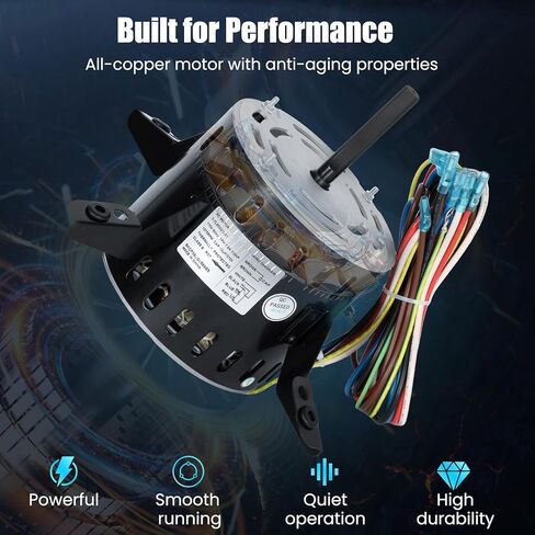 محرك مروحة منفاخ 5KCP39LGV569BS، محرك منفاخ HC43TE113، 1/2 حصان 115 فولت 1075 دورة في الدقيقة 3SPD، متوافق مع حامل GE Genteq Bryant Payne HC43TE113، HC43TE113A، HB43TR113، 5KCP39LGSA06S in Kuwait