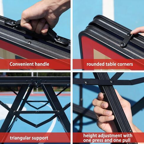 JIANNA Basketball Tactical Board Table, Adjustable Folding Coach Table, 80KG Load-Bearing Mobile Tactical Board, 90 cm Desktop, with Chess Pieces, pens, erasers, Storage Bag Included in Kuwait