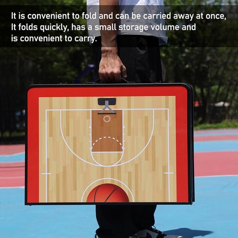 JIANNA Basketball Tactical Board Table, Adjustable Folding Coach Table, 80KG Load-Bearing Mobile Tactical Board, 90 cm Desktop, with Chess Pieces, pens, erasers, Storage Bag Included in Kuwait