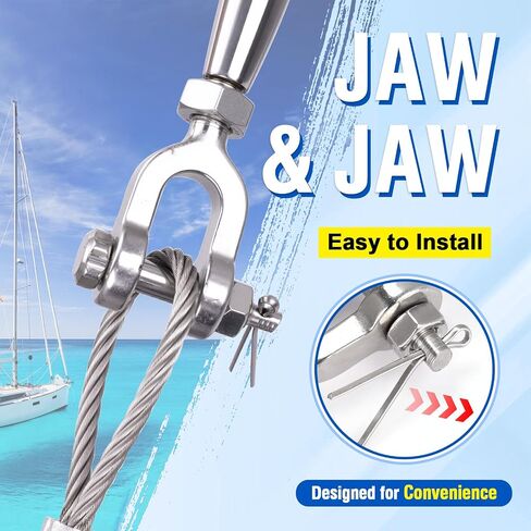 1/4" Stainless Steel Turnbuckle for Cables Wire, Rope Tension, Shade Sail, Zipline, Clothesline, Chain, Adjustable 4-Pack M6 Marine Jaw and Jaw Turnbuckles Pipe Style Closed Body Design in Kuwait