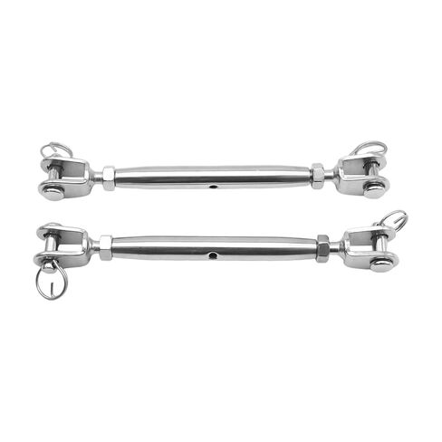 2 Pcs M8 5/16" 304 Stainless Steel Turnbuckles, 2100 lbs Working Load Limit Jaw and Jaw Turnbuckle, Turnbuckles Hook for Cables Wire Tensioner for Shade Sail Yard Zipline in Kuwait
