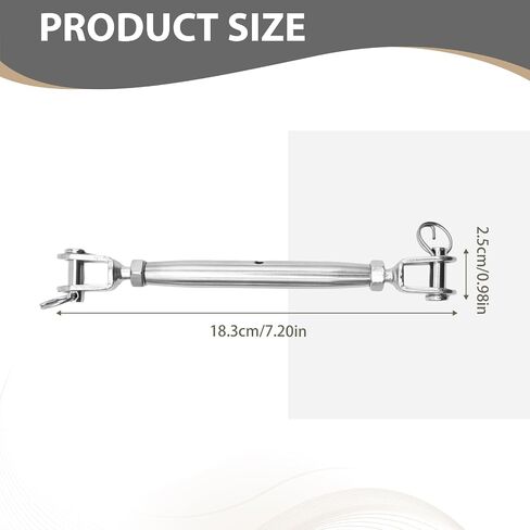 2 Pcs M8 5/16" 304 Stainless Steel Turnbuckles, 2100 lbs Working Load Limit Jaw and Jaw Turnbuckle, Turnbuckles Hook for Cables Wire Tensioner for Shade Sail Yard Zipline in Kuwait