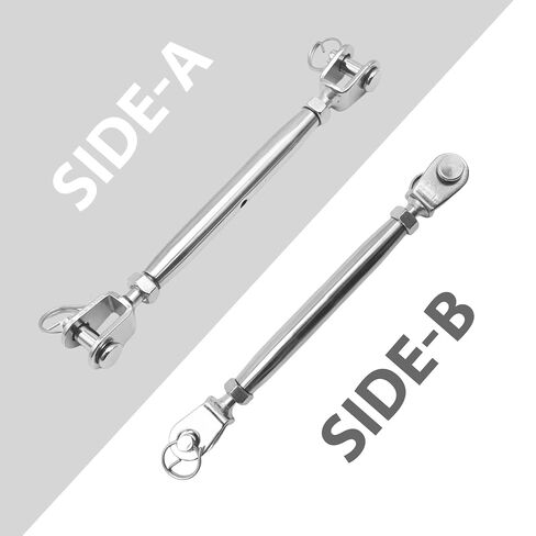 2 Pcs M8 5/16" 304 Stainless Steel Turnbuckles, 2100 lbs Working Load Limit Jaw and Jaw Turnbuckle, Turnbuckles Hook for Cables Wire Tensioner for Shade Sail Yard Zipline in Kuwait