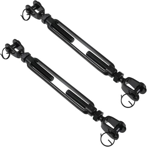 Oedema 2 Pcs M10 Turnbuckle 304 Stainless Steel Jaw and Jaw Turnbuckle Marine Turnbuckle Jaw Black Turnbuckle for Wire Rope Tension, Sun Shade Tent in Kuwait