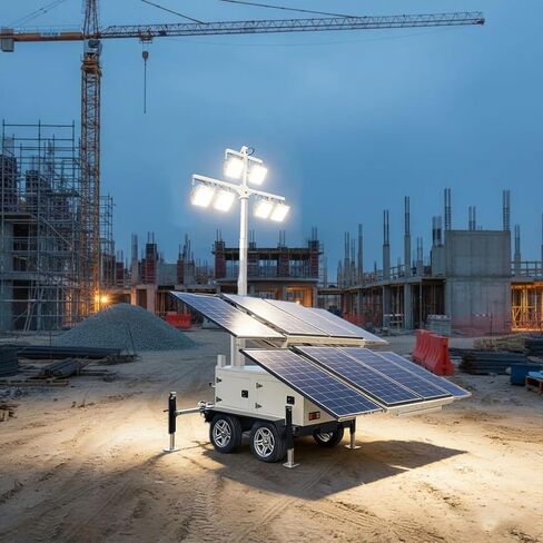 Commercial Solar Light Tower Portable Solar Led Lighting All-Terrain Dual Axle Solar Light Trailer for Sports Events and Parking Lots High Efficiency LED Lighting System in Kuwait