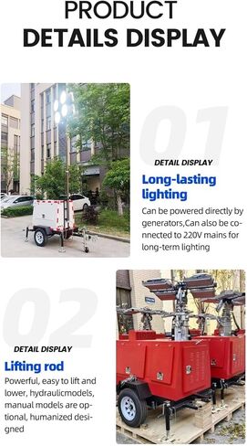 Commercial Solar Light Tower Portable Solar Led Lighting All-Terrain Dual Axle Solar Light Trailer for Sports Events and Parking Lots High Efficiency LED Lighting System in Kuwait