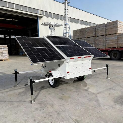 Portable Dual Axle Solar Light Trailer - Event Solar Light Tower with 30ft Telescopic Mast and Custom Powder Coating Solar Mobile Lighting System for Construction Sites and Events in Kuwait