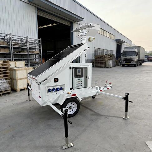 Portable Dual Axle Solar Light Trailer - Event Solar Light Tower with 30ft Telescopic Mast and Custom Powder Coating Solar Mobile Lighting System for Construction Sites and Events in Kuwait
