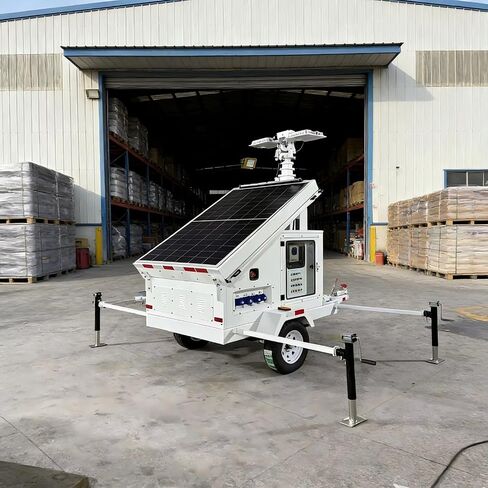 Portable Dual Axle Solar Light Trailer - Event Solar Light Tower with 30ft Telescopic Mast and Custom Powder Coating Solar Mobile Lighting System for Construction Sites and Events in Kuwait