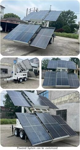 Portable Dual Axle Solar Light Trailer - Event Solar Light Tower with 30ft Telescopic Mast and Custom Powder Coating Solar Mobile Lighting System for Construction Sites and Events in Kuwait