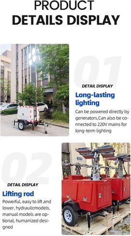 Industrial Mobile Hydraulic Lighting Tower Automatic Lifting Light Tower for Infrastructure Projects and Emergency Lighting Durable Trailer System for Professionals in Kuwait